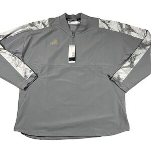 Adidas Mens M Gray Camo 1/4 Zip Pullover Golf Athletic‎ Windbreaker Jacket NWT
